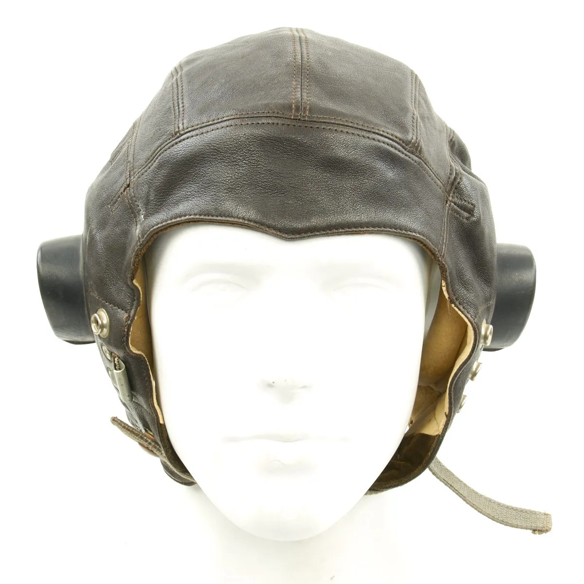 Original British WWII RAF Fighter Pilot Type C Leather Flying Helmet with Mk VII Goggles