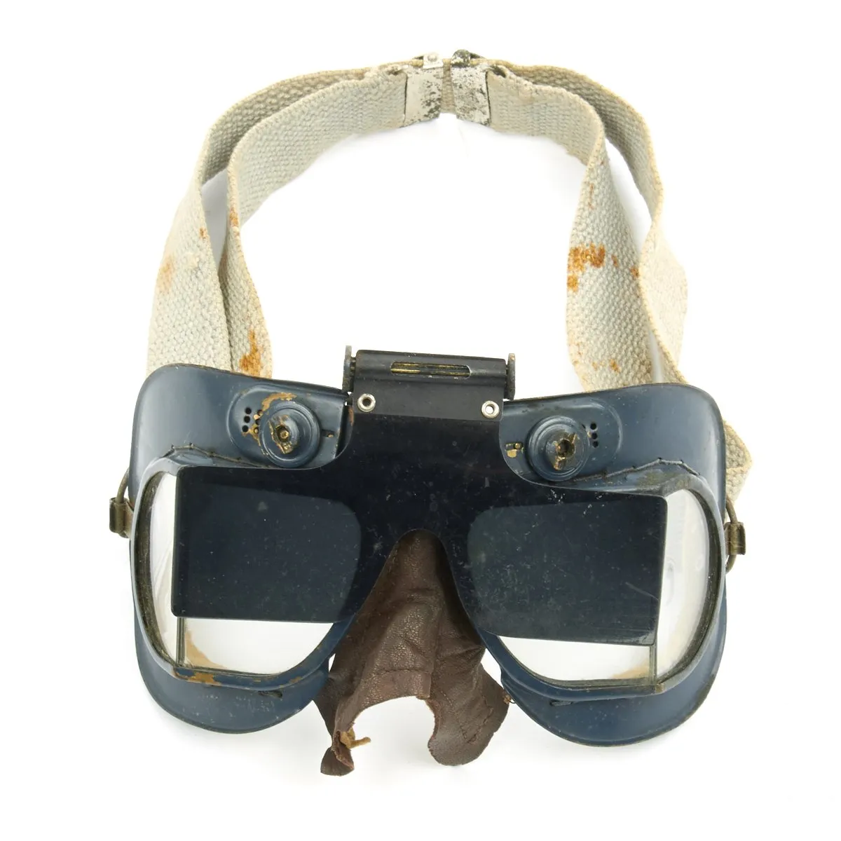 Original British WWII RAF Fighter Pilot Type C Leather Flying Helmet with Mk VII Goggles