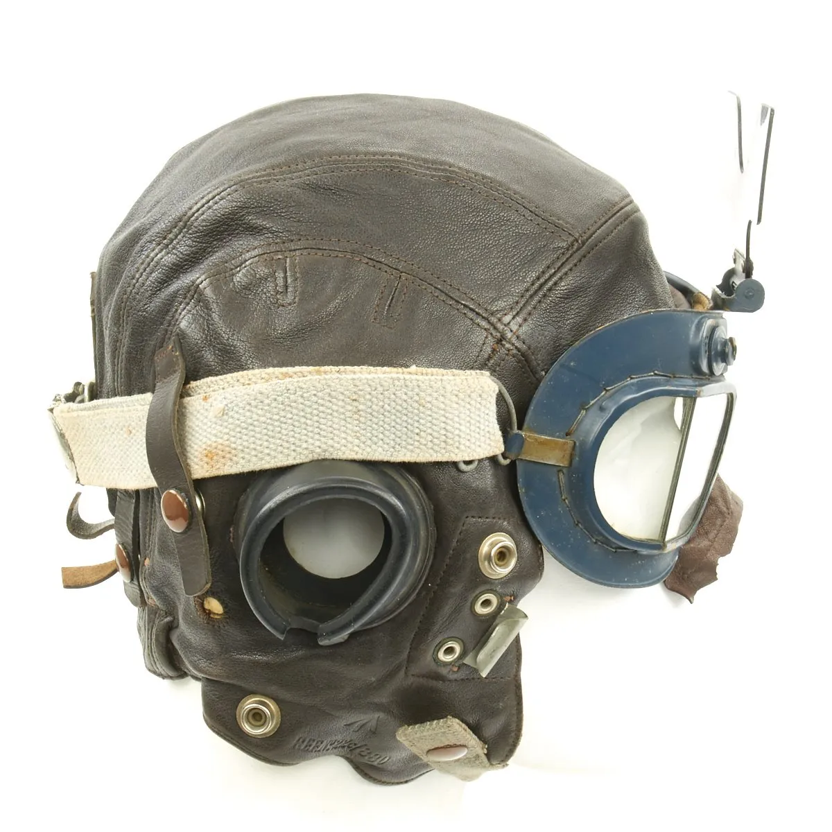 Original British WWII RAF Fighter Pilot Type C Leather Flying Helmet with Mk VII Goggles