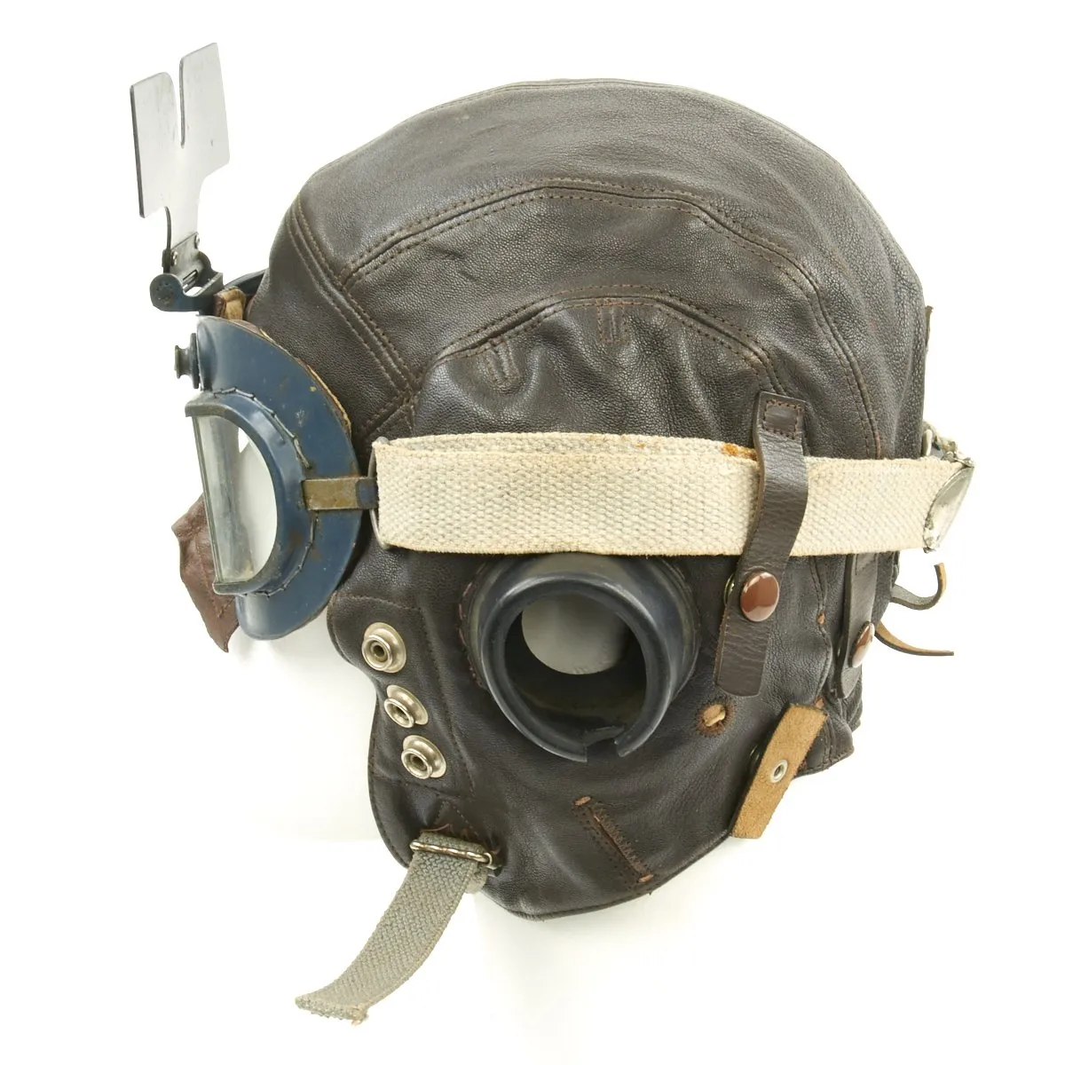 Original British WWII RAF Fighter Pilot Type C Leather Flying Helmet with Mk VII Goggles