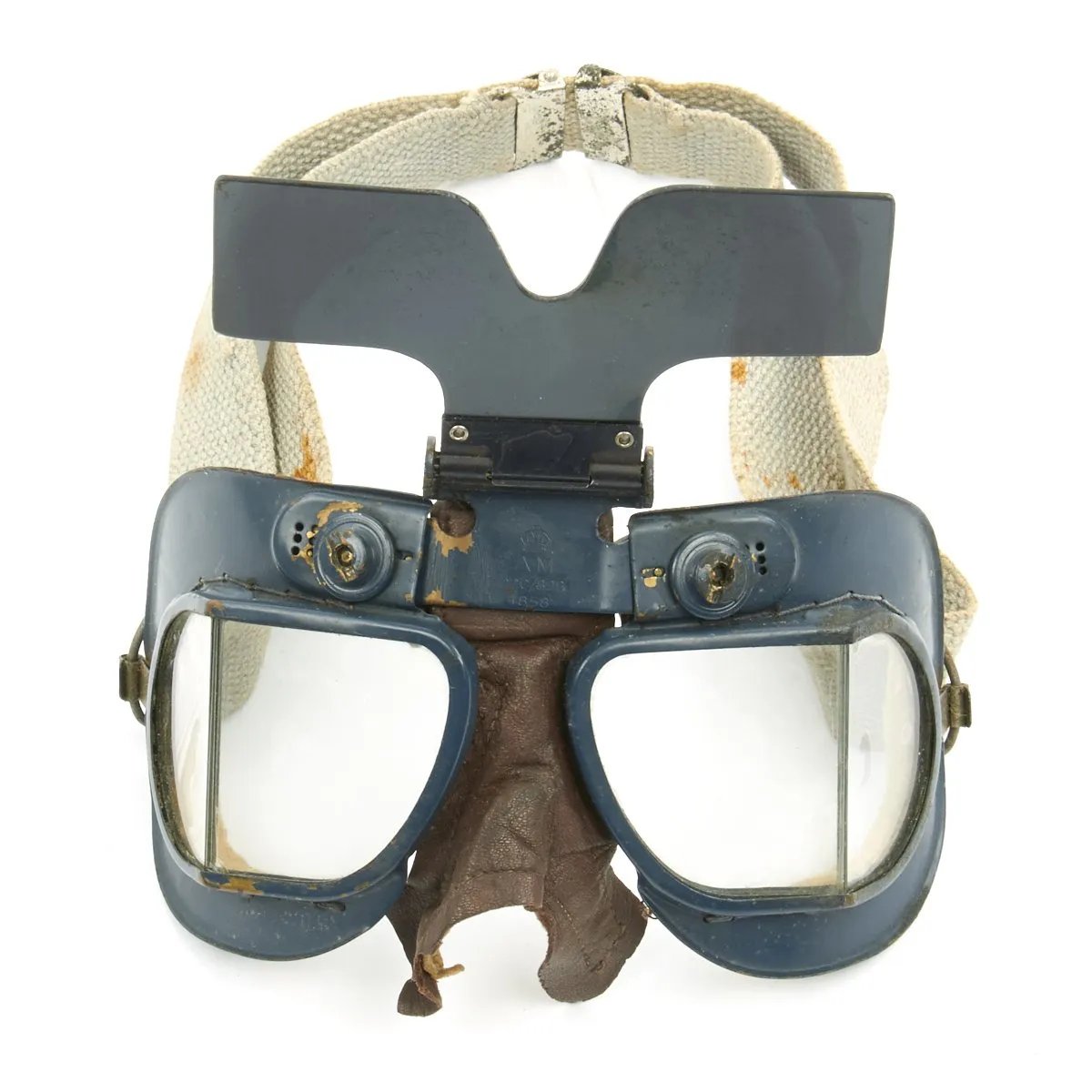 Original British WWII RAF Fighter Pilot Type C Leather Flying Helmet with Mk VII Goggles