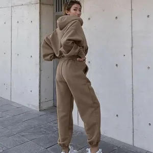 Oversized Women’s Warm Hooded Shirt and Pants Set Sportswear