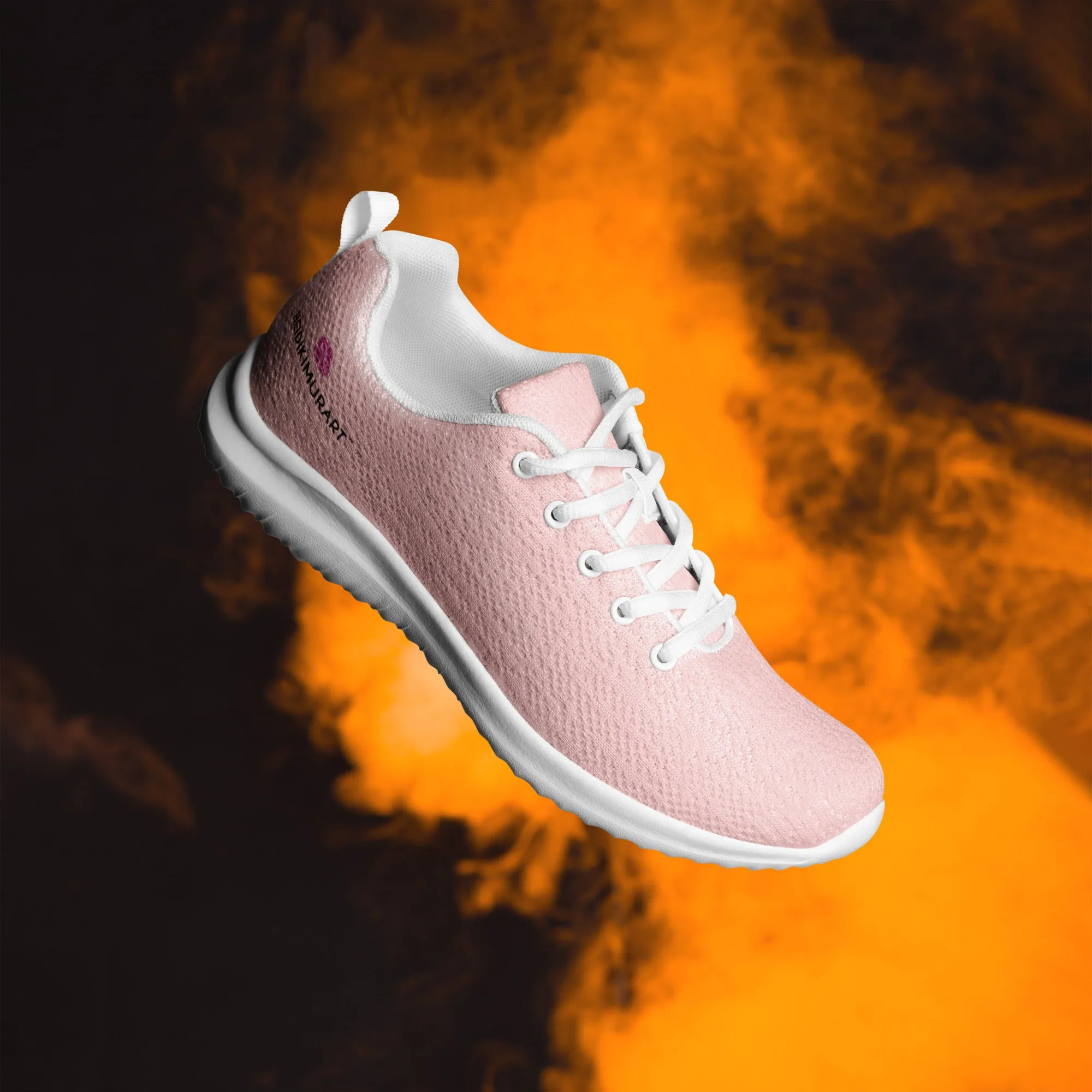 Pastel Pink Men’s Aathletic Shoes, Solid Pink Color Modern Breathable Lightweight Men’s Athletic Shoes (US Size: 5-13)