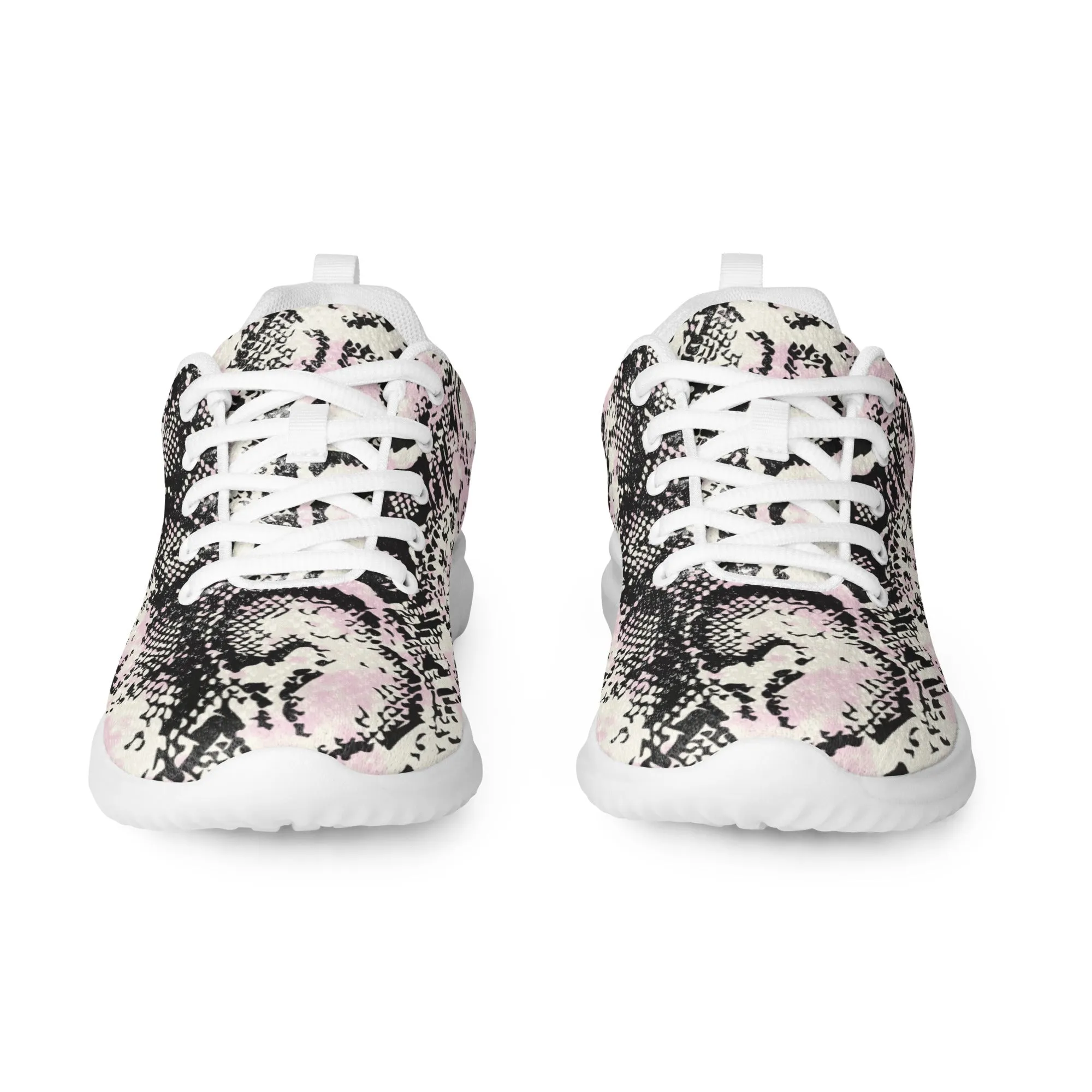 Pink Snake Print Men's Kicks, Snake Print Breathable Lightweight Men’s Athletic Shoes (US Size: 5-13)