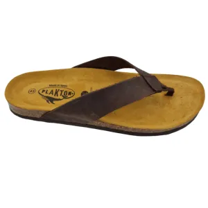 Plakton Beach Boy Men's Leather Flip Flop - Brown