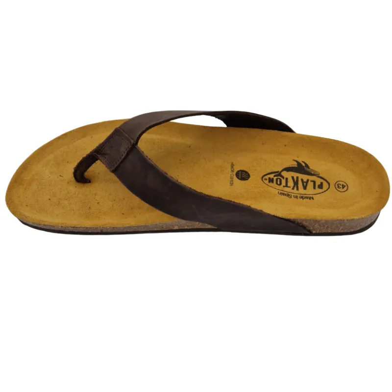 Plakton Beach Boy Men's Leather Flip Flop - Brown