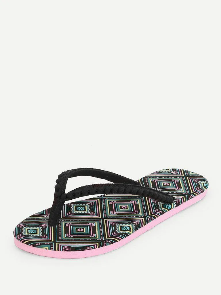 Pom Pom Front Flip Flops