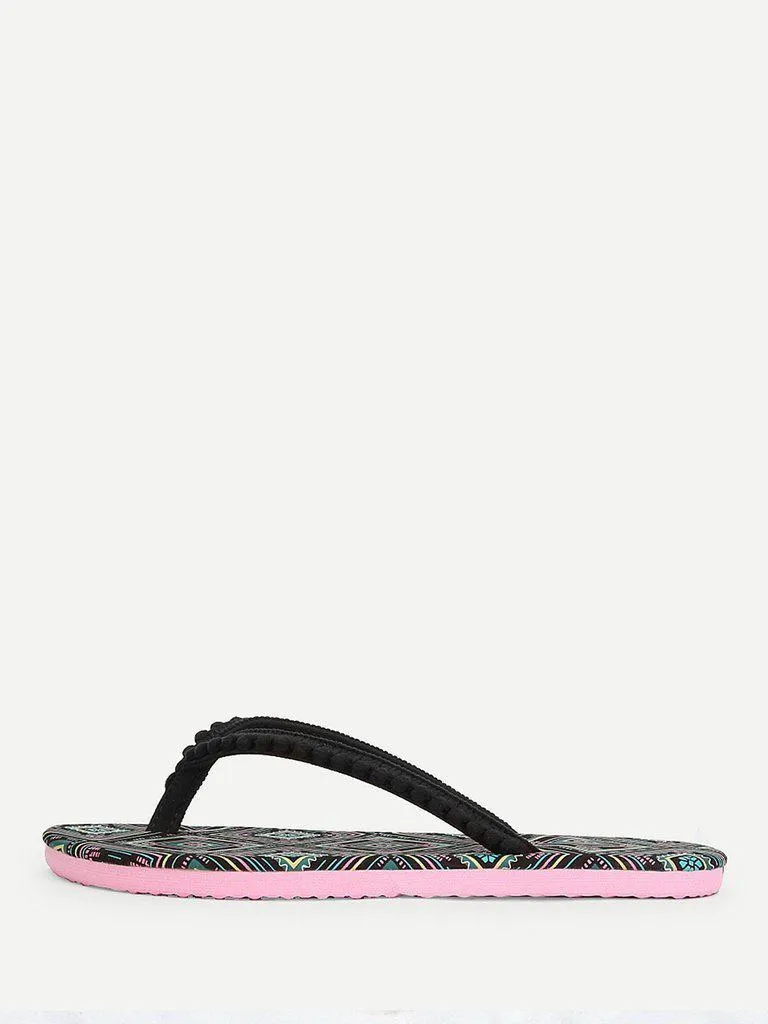 Pom Pom Front Flip Flops