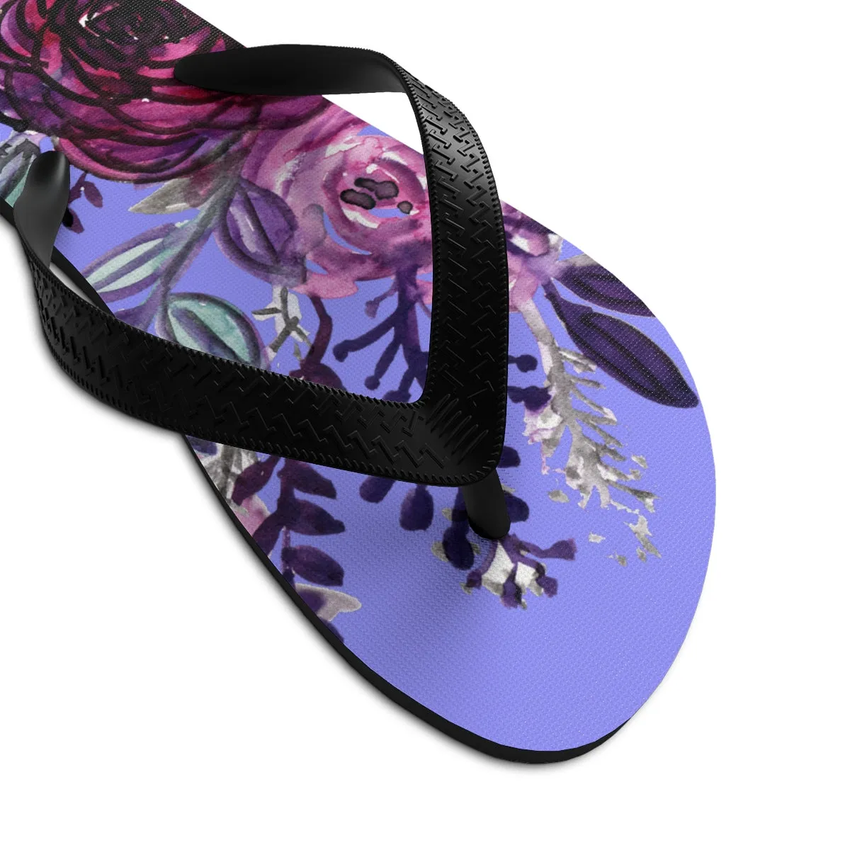 Romantic Purple Rose Flip Flops, Best Floral Print Women's Unisex Flip-Flops - Made in USA