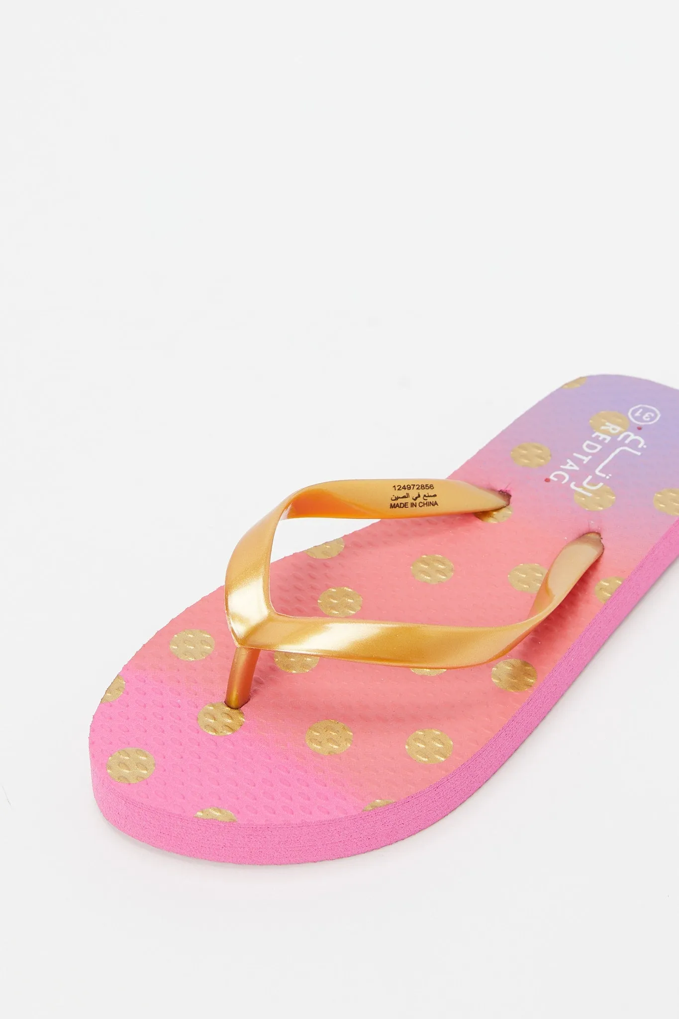 Senior Girls Pink And Gold Printed Flip Flop