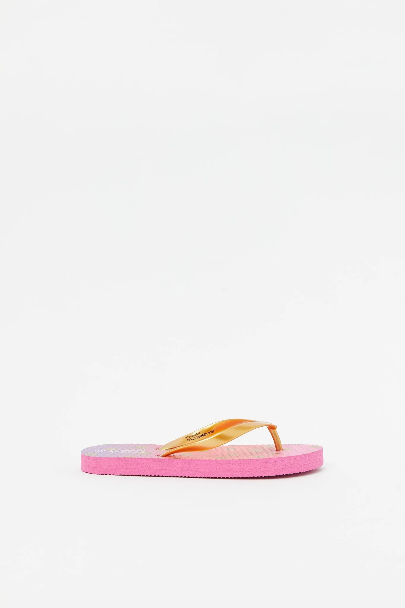 Senior Girls Pink And Gold Printed Flip Flop