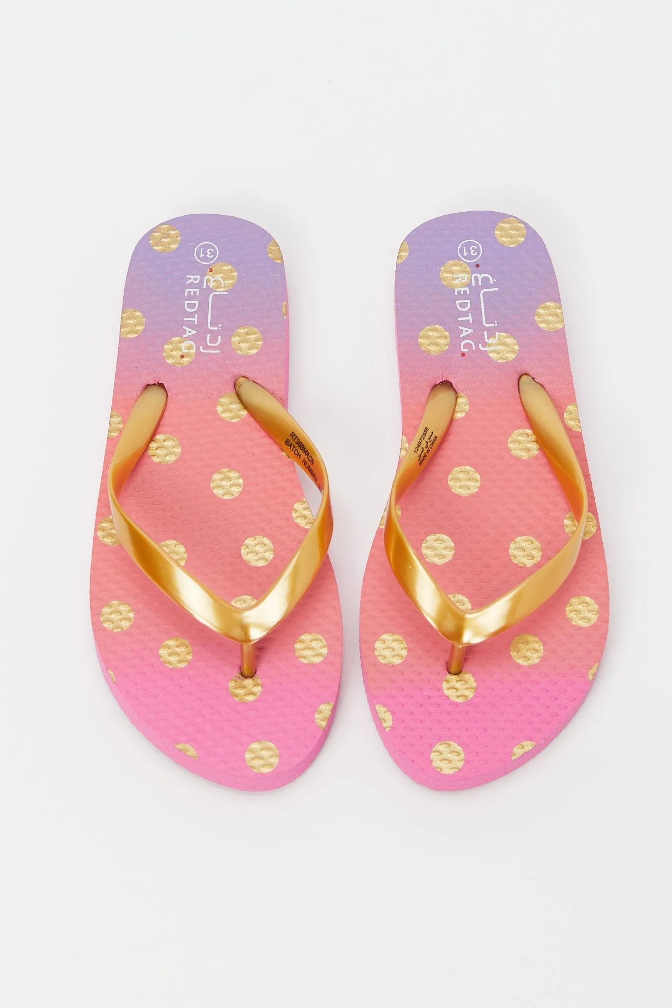 Senior Girls Pink And Gold Printed Flip Flop