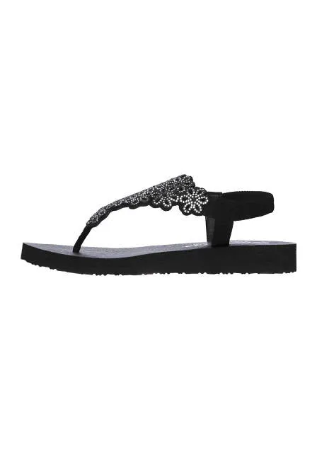 Skechers Womens Meditation Floral Lover Black Silver