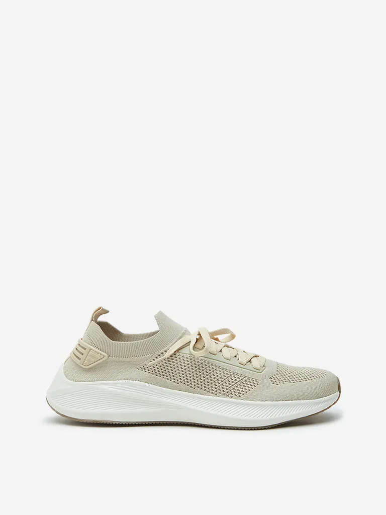 SOLEPLAY Beige Knitted Lace-Up Shoes