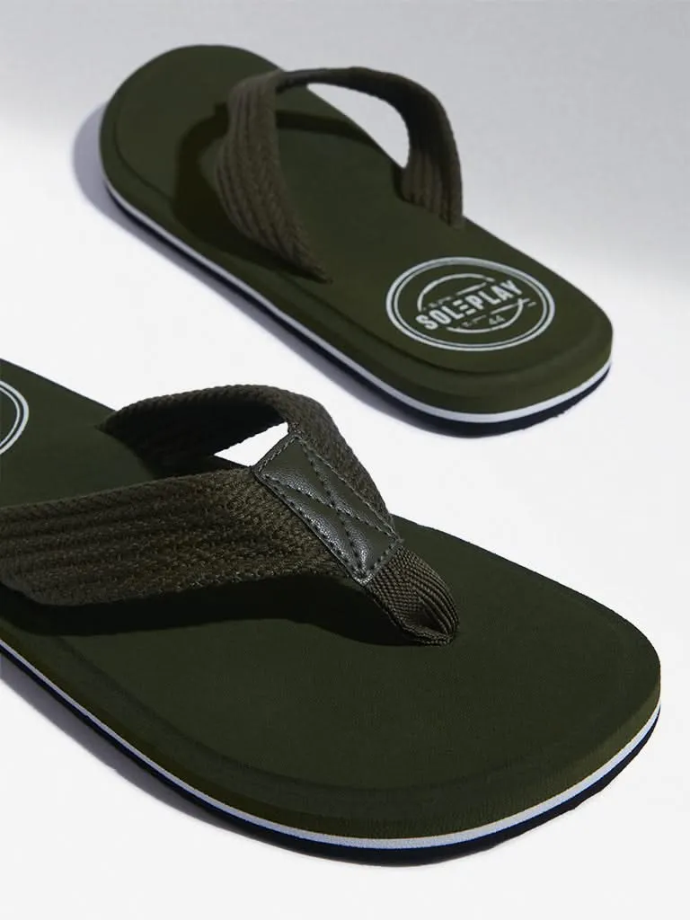 SOLEPLAY Olive Braided Flip-Flops