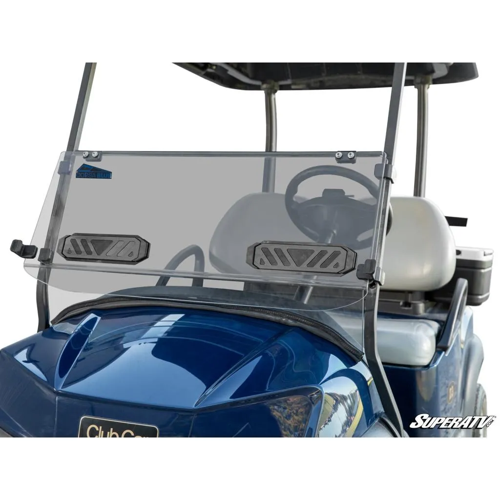 SuperATV Corsa Blue Club Car Tempo Vented Flip Down Windshield