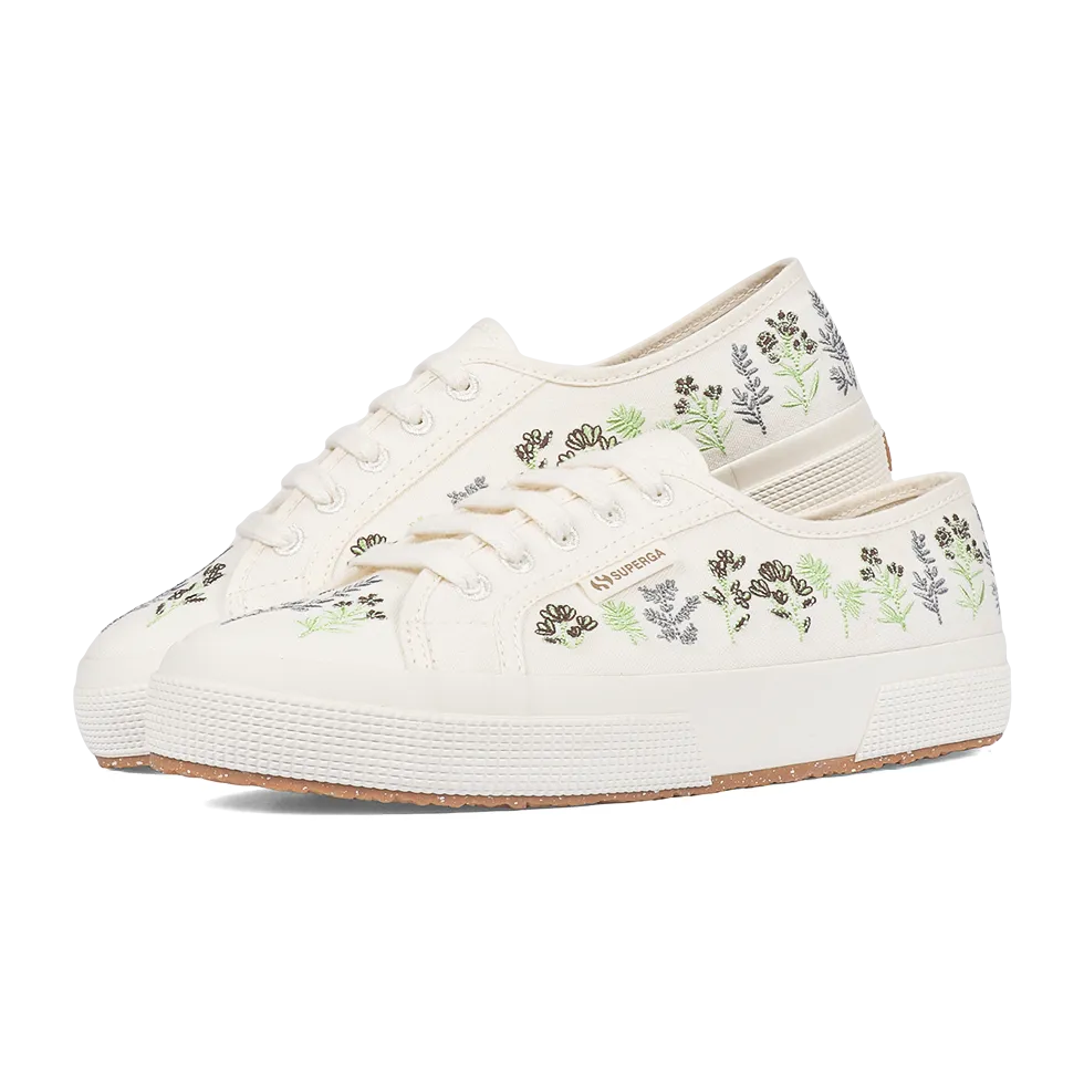 Superga 2750 Organic Flowers Embroidery Green Chocolate