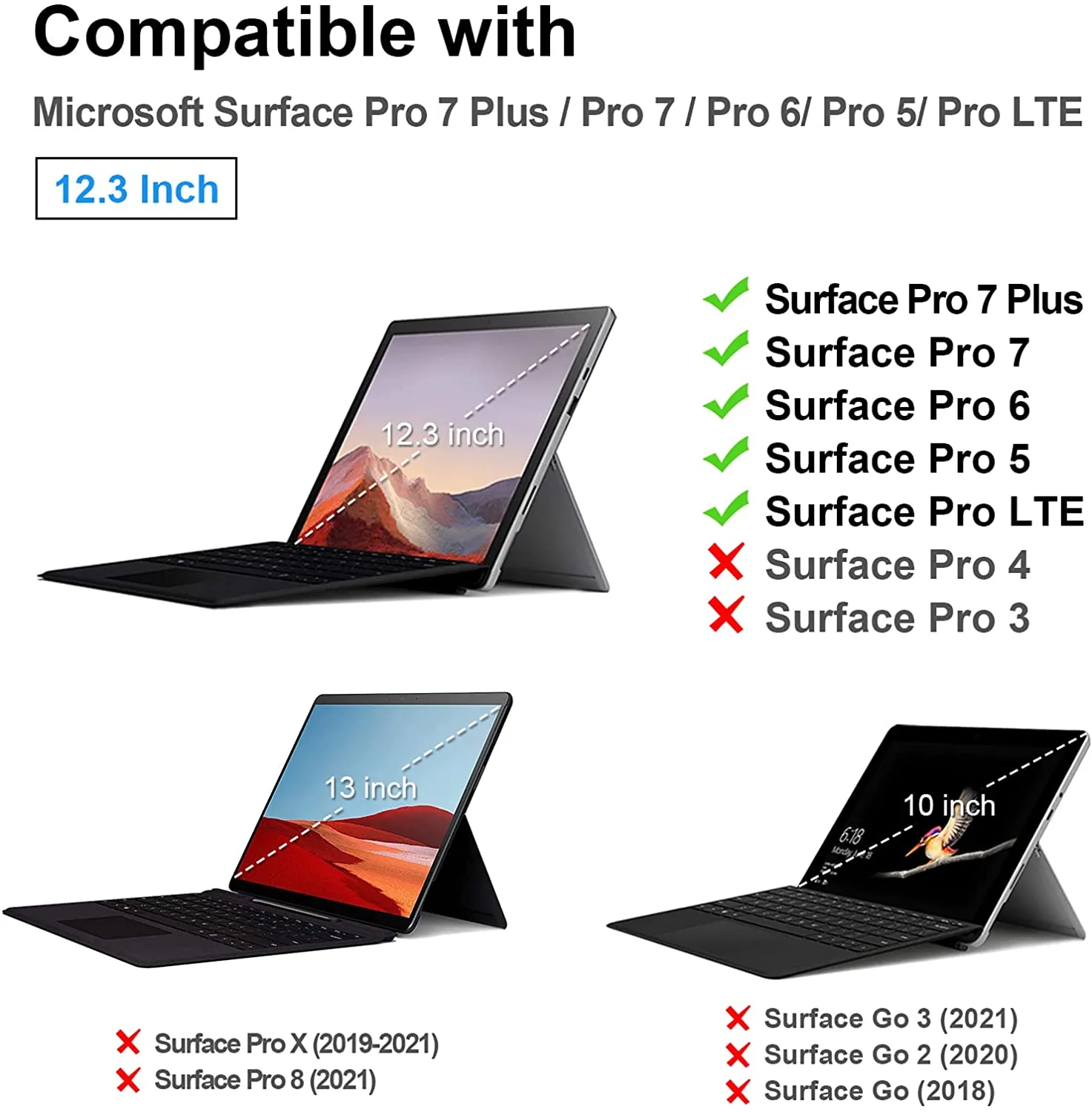 Surface Pro 7 /Pro 7/6/5 Hard Shell Slim Portfolio Cover | Fintie