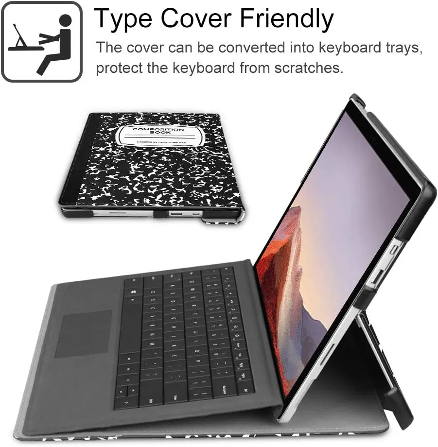 Surface Pro 7 /Pro 7/6/5 Hard Shell Slim Portfolio Cover | Fintie