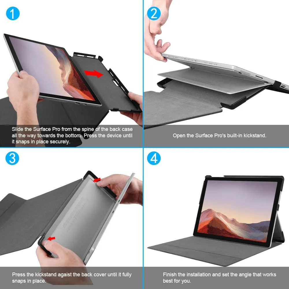 Surface Pro 7 /Pro 7/6/5 Hard Shell Slim Portfolio Cover | Fintie