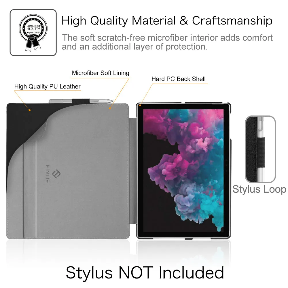 Surface Pro 7 /Pro 7/6/5 Hard Shell Slim Portfolio Cover | Fintie