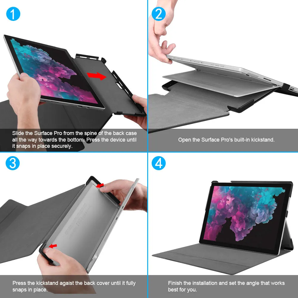 Surface Pro 7 /Pro 7/6/5 Hard Shell Slim Portfolio Cover | Fintie