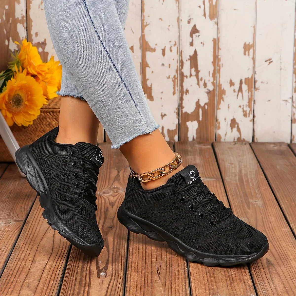 Ultra-Comfortable Women's Knitted Sneakers - Breathable, Flexible, Non-Slip, Soft Sole, Lightweight Lace-up Running Shoes for Walking, Jogging, and Casual Wear - Perfect for Outdoor Activities