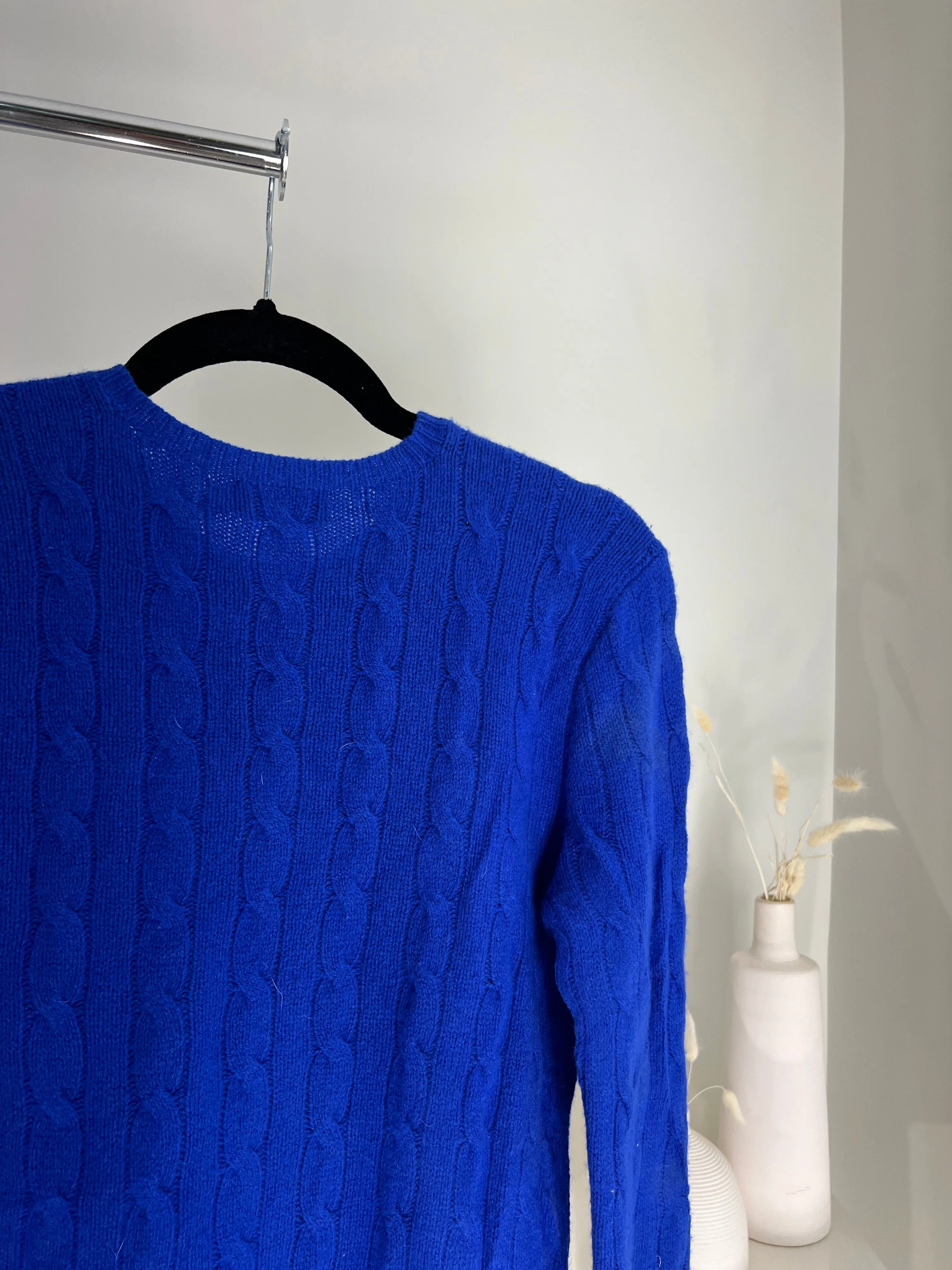 VINTAGE COBALT BLUE RALPH LAUREN CABLE KNIT SWEATER