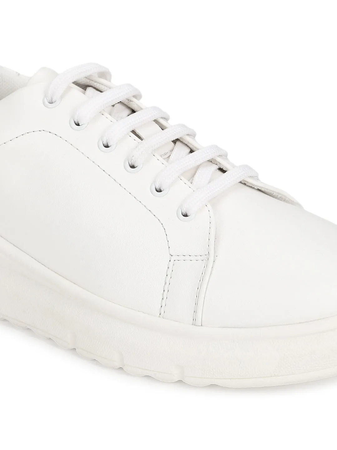 White PU Cleated Bottom Sneakers (TC-ST-1024-WHTPU)