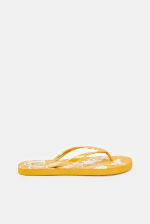 Women Orange Printed Flip Flop