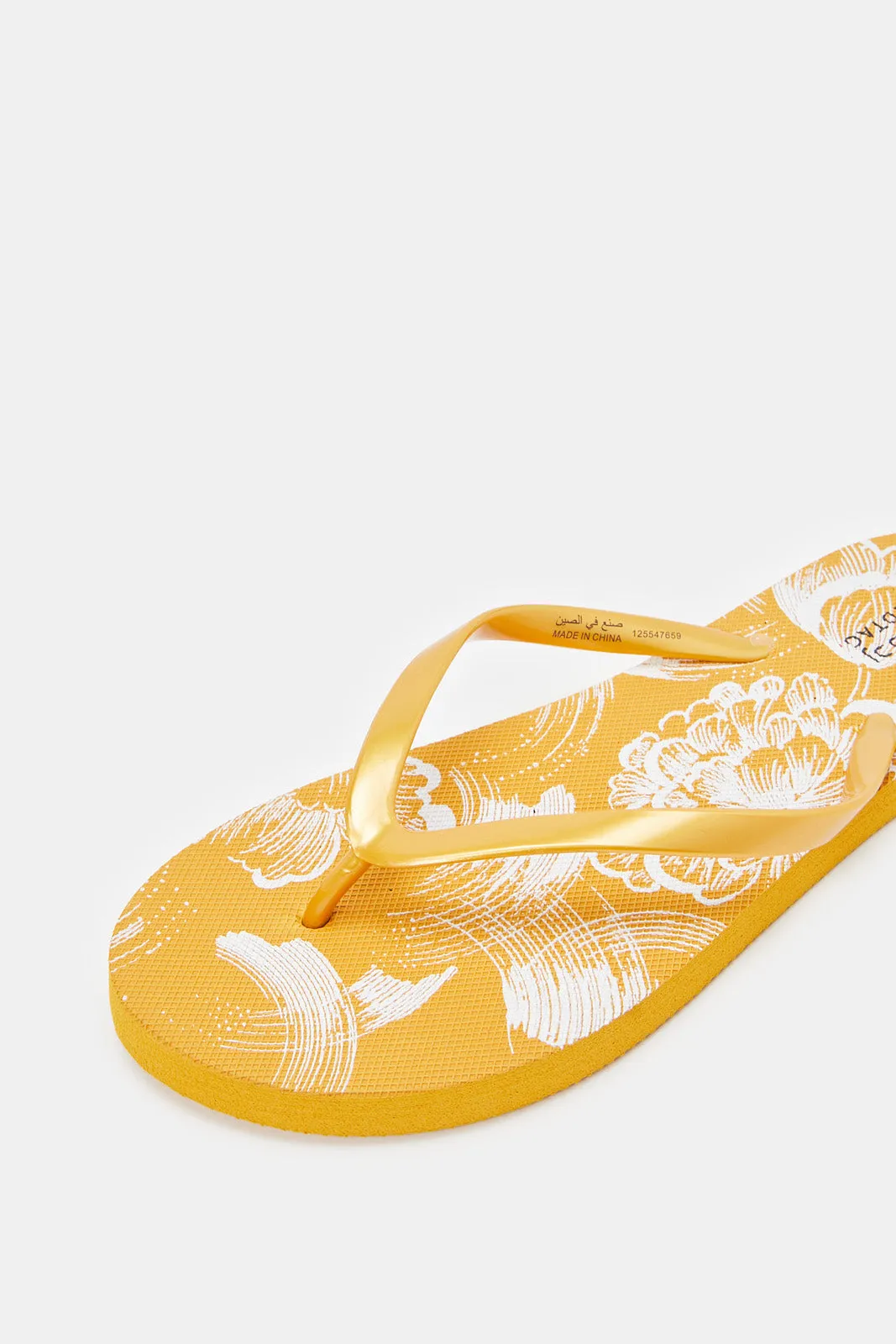 Women Orange Printed Flip Flop