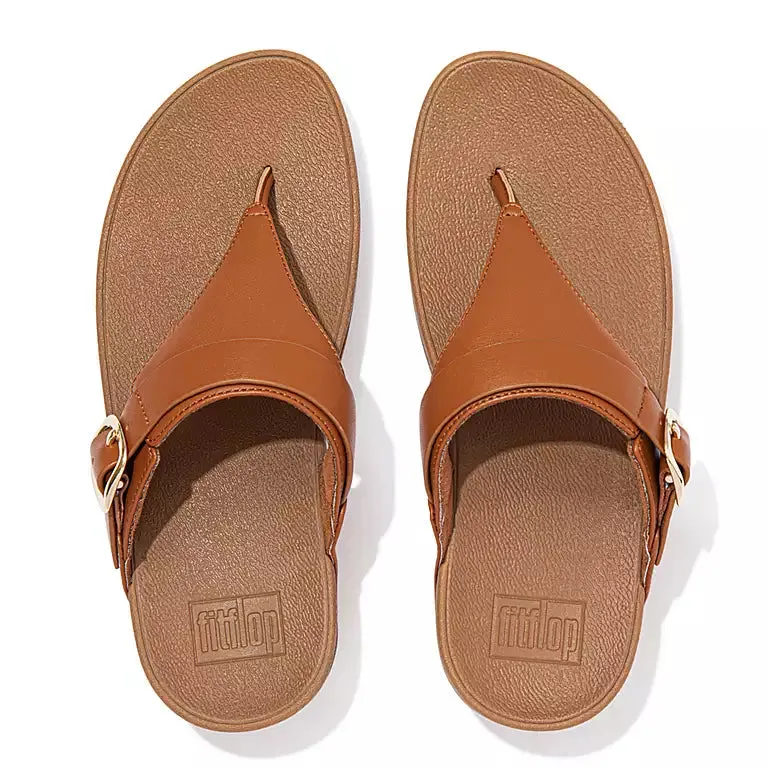 Women's Fitflop Lulu Adjustable Leather Toe-Post Color: Light Tan