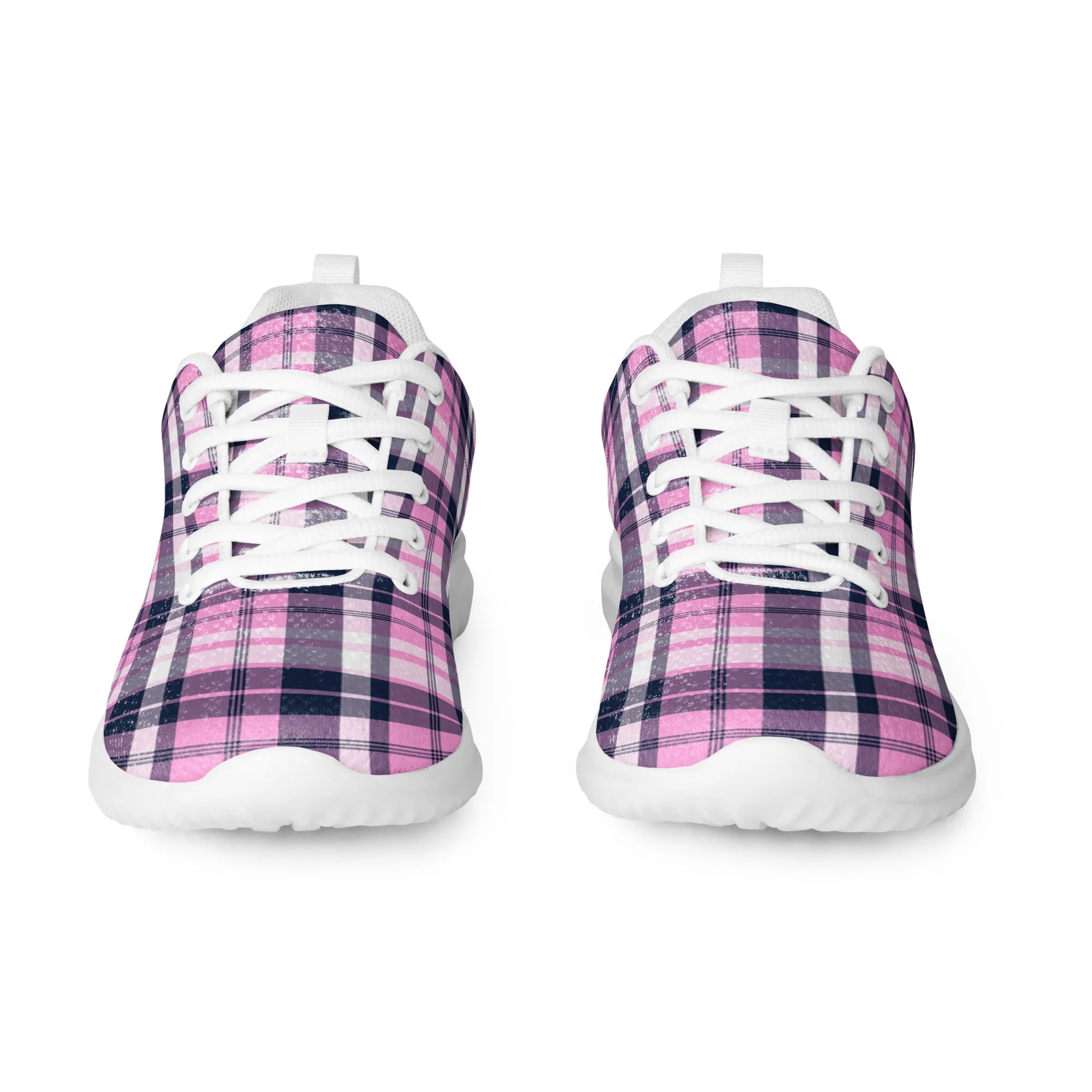 Women’s Pink and Navy Blue Surfer Plaid Athletic Shoes