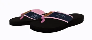 Womens Signature Horse Racing Flip Flops - Navy & Pink