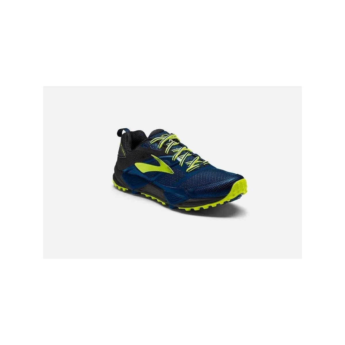 Zapatillas de trail Brooks - Cascadia 12. Color azul/negro/amarillo