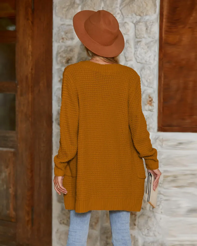 Zeagoo Women's 2023 Fall Open Front Cardigan Long Batwing Sleeve Chunky Knit Sweater Loose Outerwear Coats with Pockets