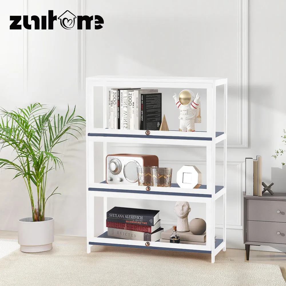 ZUNI 3-Tier Display Cabinet Storage Stand Rack White/Natural/Grey/Black