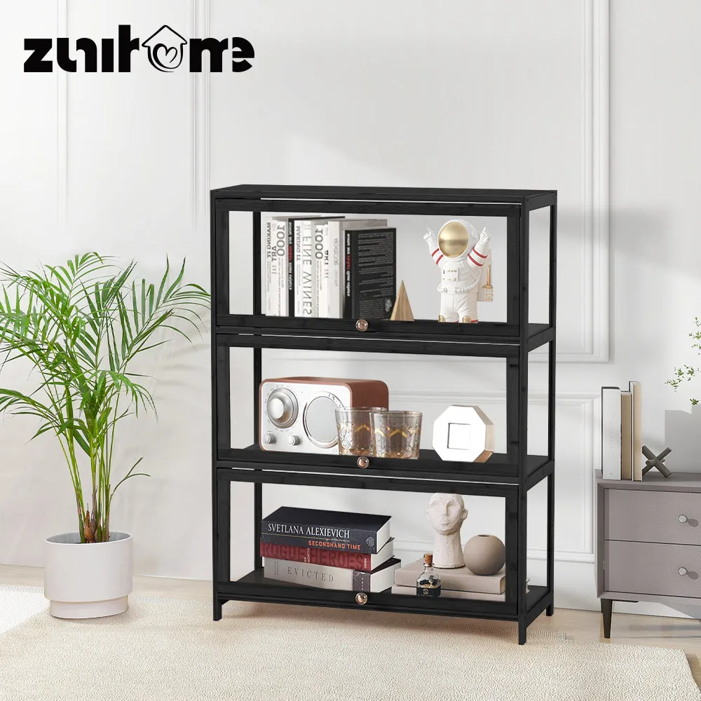 ZUNI 3-Tier Display Cabinet Storage Stand Rack White/Natural/Grey/Black