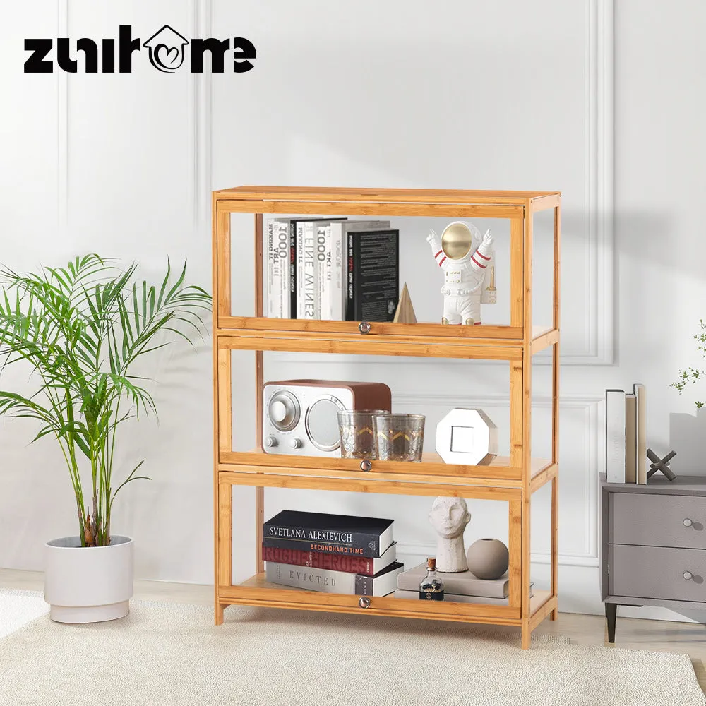 ZUNI 3-Tier Display Cabinet Storage Stand Rack White/Natural/Grey/Black