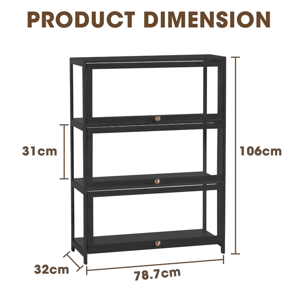 ZUNI 3-Tier Display Cabinet Storage Stand Rack White/Natural/Grey/Black