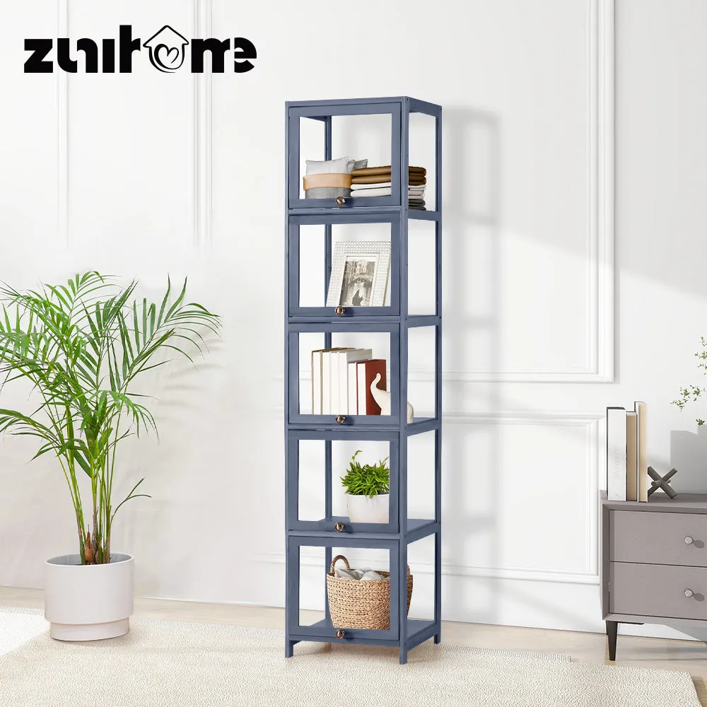 ZUNI 5-Tier Display Cabinet Storage Stand Rack Bookcase White/Natural/Grey/Black