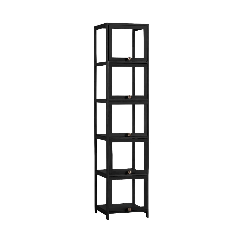 ZUNI 5-Tier Display Cabinet Storage Stand Rack Bookcase White/Natural/Grey/Black