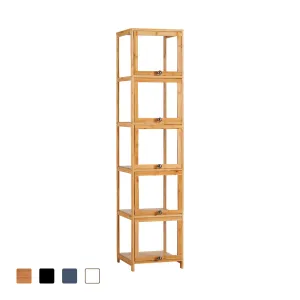 ZUNI 5-Tier Display Cabinet Storage Stand Rack Bookcase White/Natural/Grey/Black