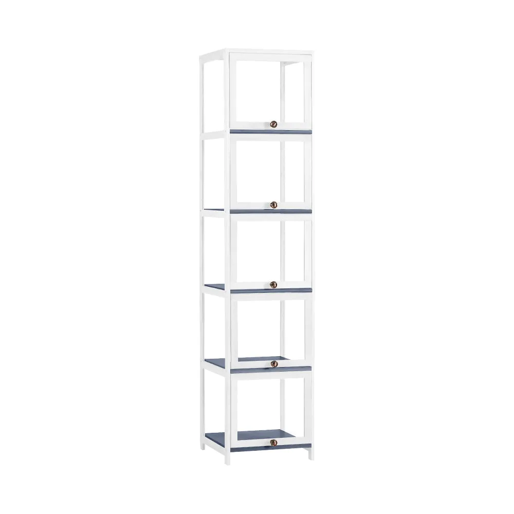 ZUNI 5-Tier Display Cabinet Storage Stand Rack Bookcase White/Natural/Grey/Black