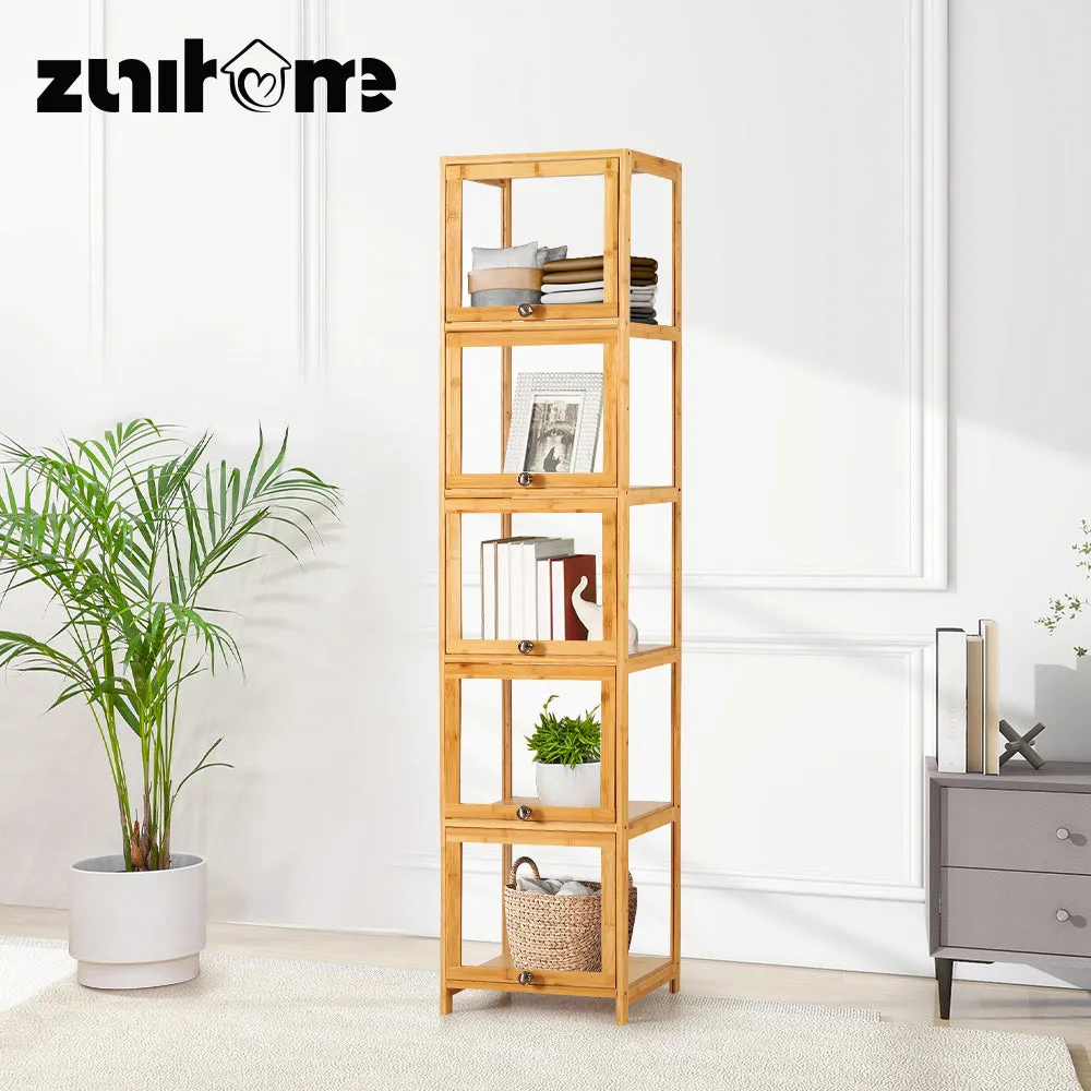 ZUNI 5-Tier Display Cabinet Storage Stand Rack Bookcase White/Natural/Grey/Black