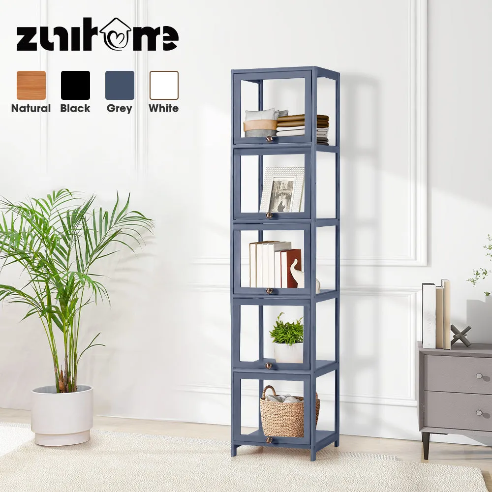 ZUNI 5-Tier Display Cabinet Storage Stand Rack Bookcase White/Natural/Grey/Black