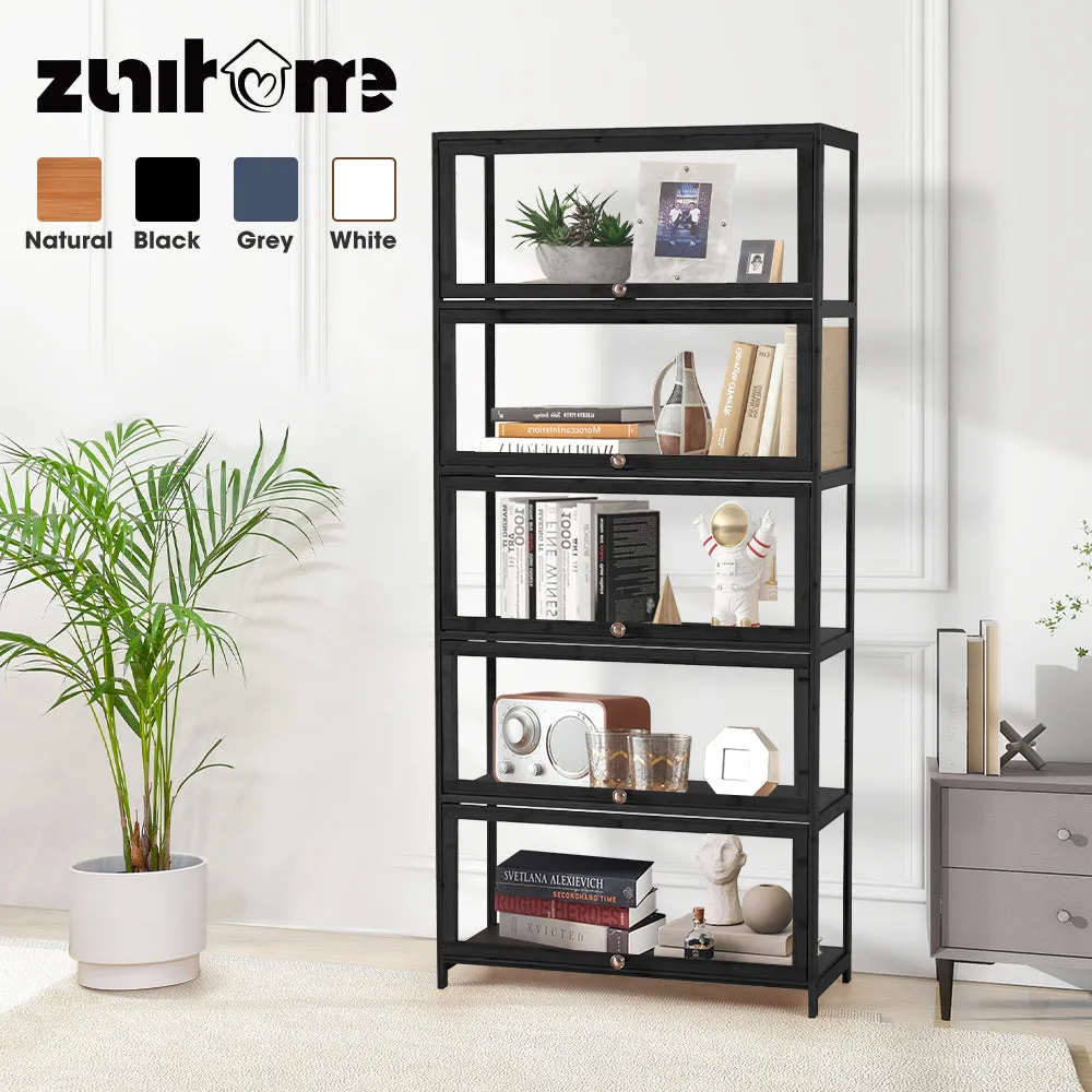 ZUNI 5-Tier Display Cabinet Storage Stand Rack White/Natural/Grey/Black