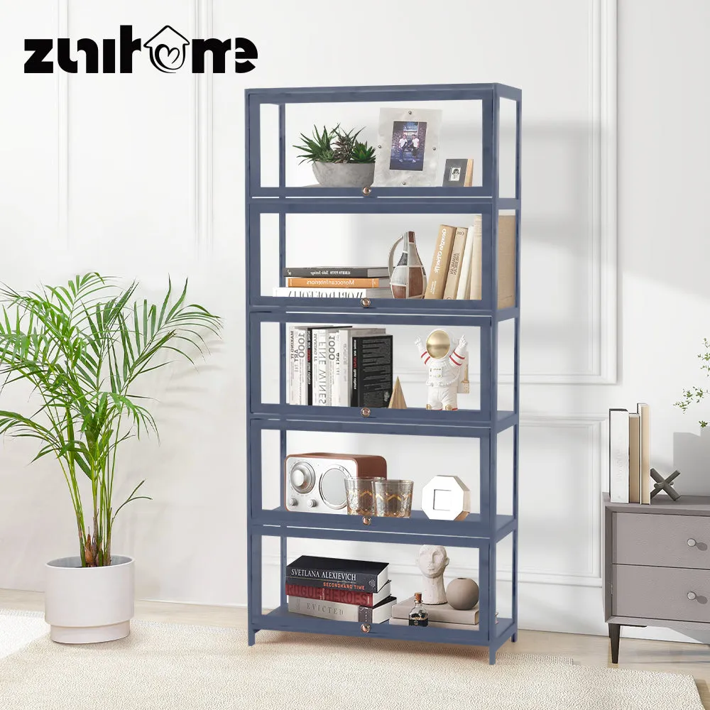 ZUNI 5-Tier Display Cabinet Storage Stand Rack White/Natural/Grey/Black