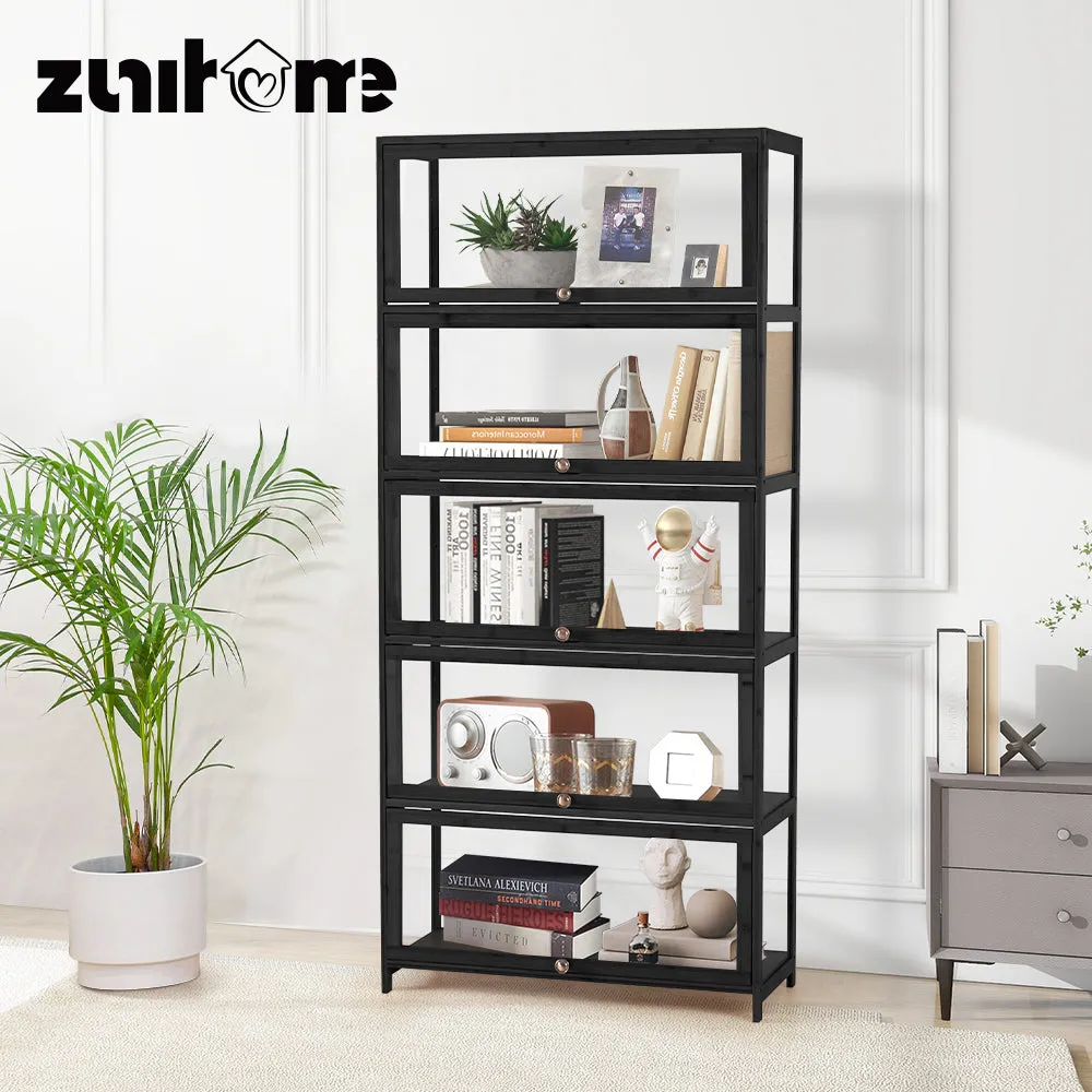 ZUNI 5-Tier Display Cabinet Storage Stand Rack White/Natural/Grey/Black