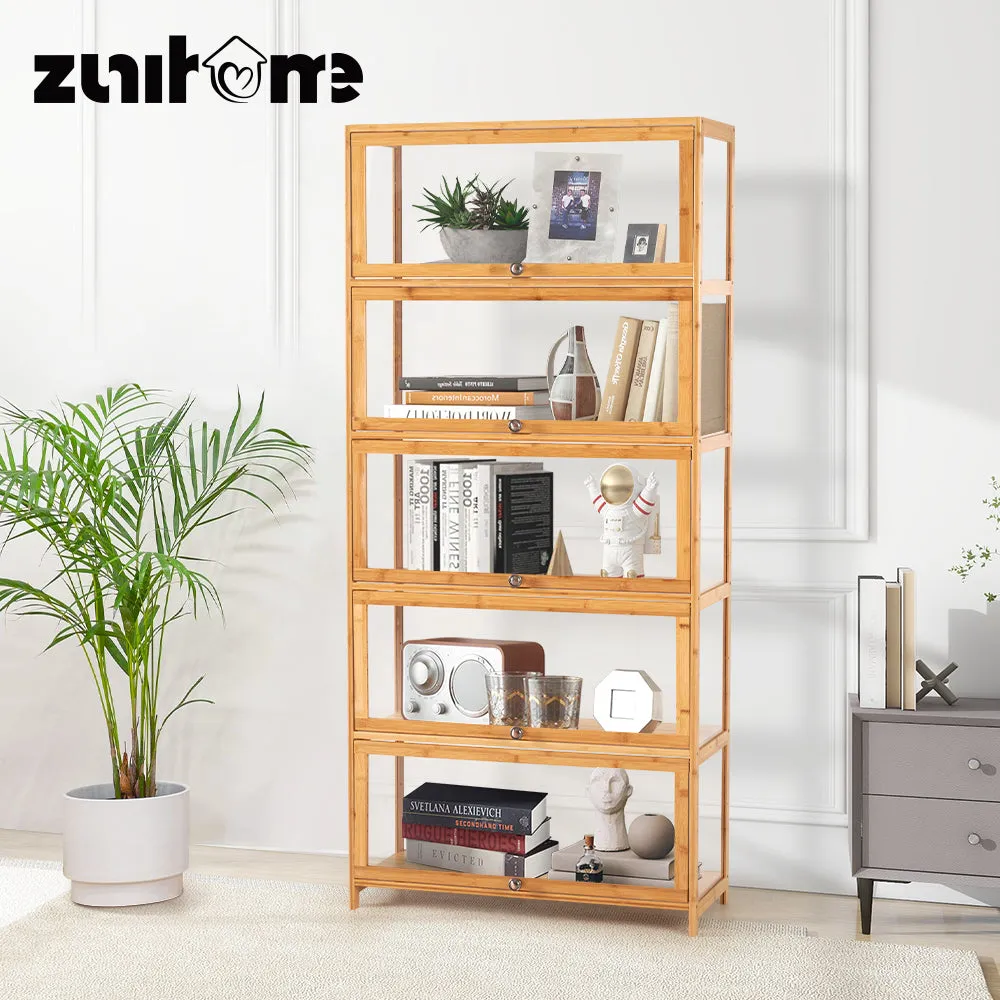 ZUNI 5-Tier Display Cabinet Storage Stand Rack White/Natural/Grey/Black